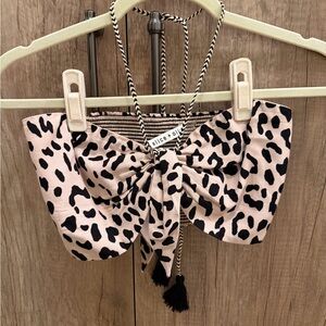 Alice + Olivia Pink and Black Leopard Print Hair Scarf